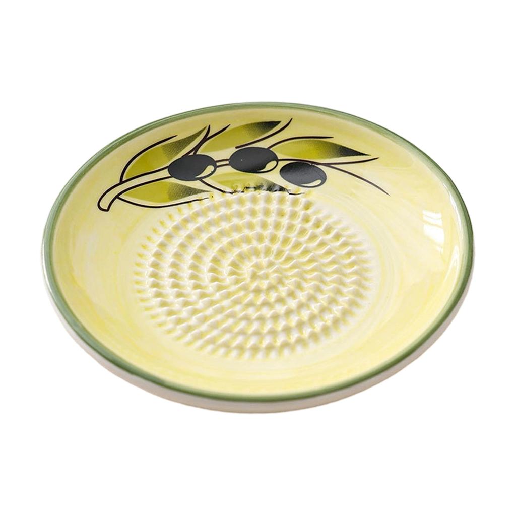 Ceramic Grinding Plate for Kitchen Use with Raised Textured Surface and Decorative Pattern Suitable for Food Preparation and Herb Grinding