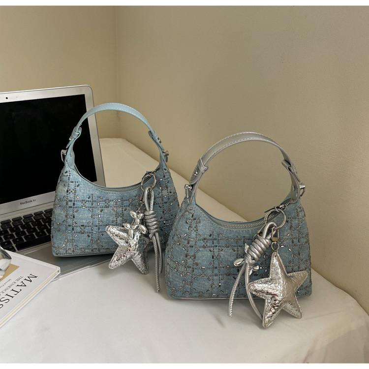 IELGY Ladies Handbag Denim Shoulder Underarm Dumpling Bag