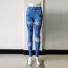 Yoga Pants Women Printed Denim Skinny Hip Lifting Bottom Pants Quick Dry High Waist Stretch Running Sports Fitness Pants