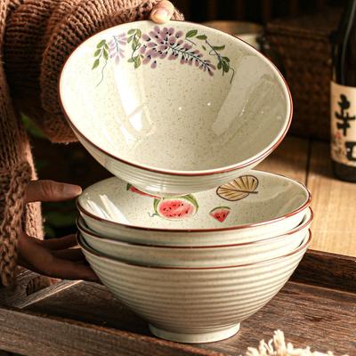 8-Zoll antike Keramik-Ramen-Schale - Kegelhut-Design, Große Suppen-/Nudelschale für Paare