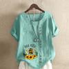 Women's Fashion Sunflower Bees Prined Short Sleeve T-shirt Loose Cotton Shirt Casual Loose Summer Blouse Tops Plus Size