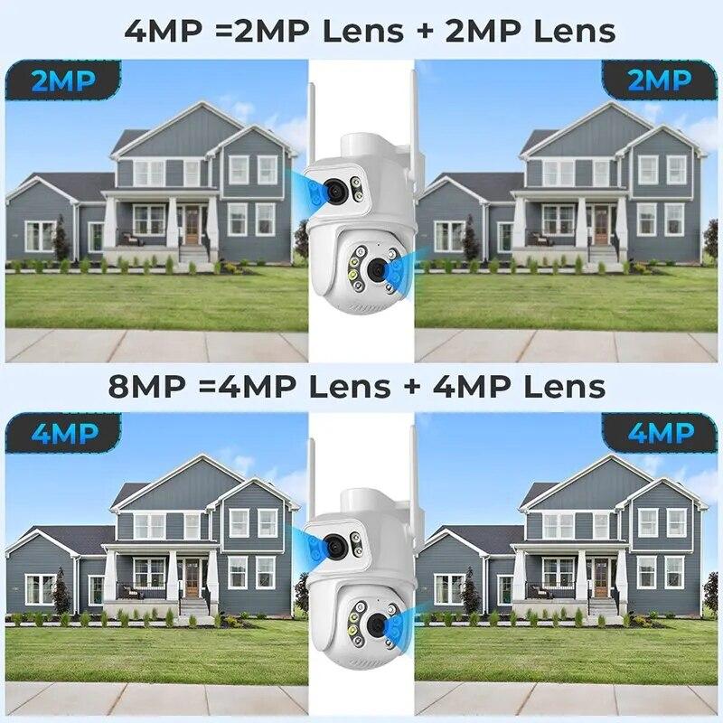 8MP 4K PTZ Wifi IP Camera Dual Lens Security Protection Ai Human Monitor Outdoor Waterproof Night CCTV Video Surveillance Camera