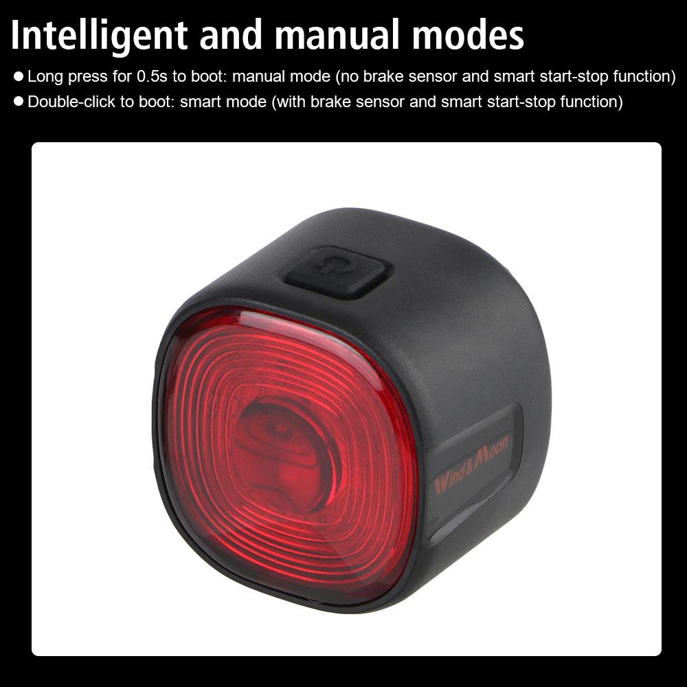 High Brightness Universal Cycling LED Tail Light Bike Rear Lamp USB Charge Waterproof 6 Light Modes Bicycle Intelligent Brake Tail Light