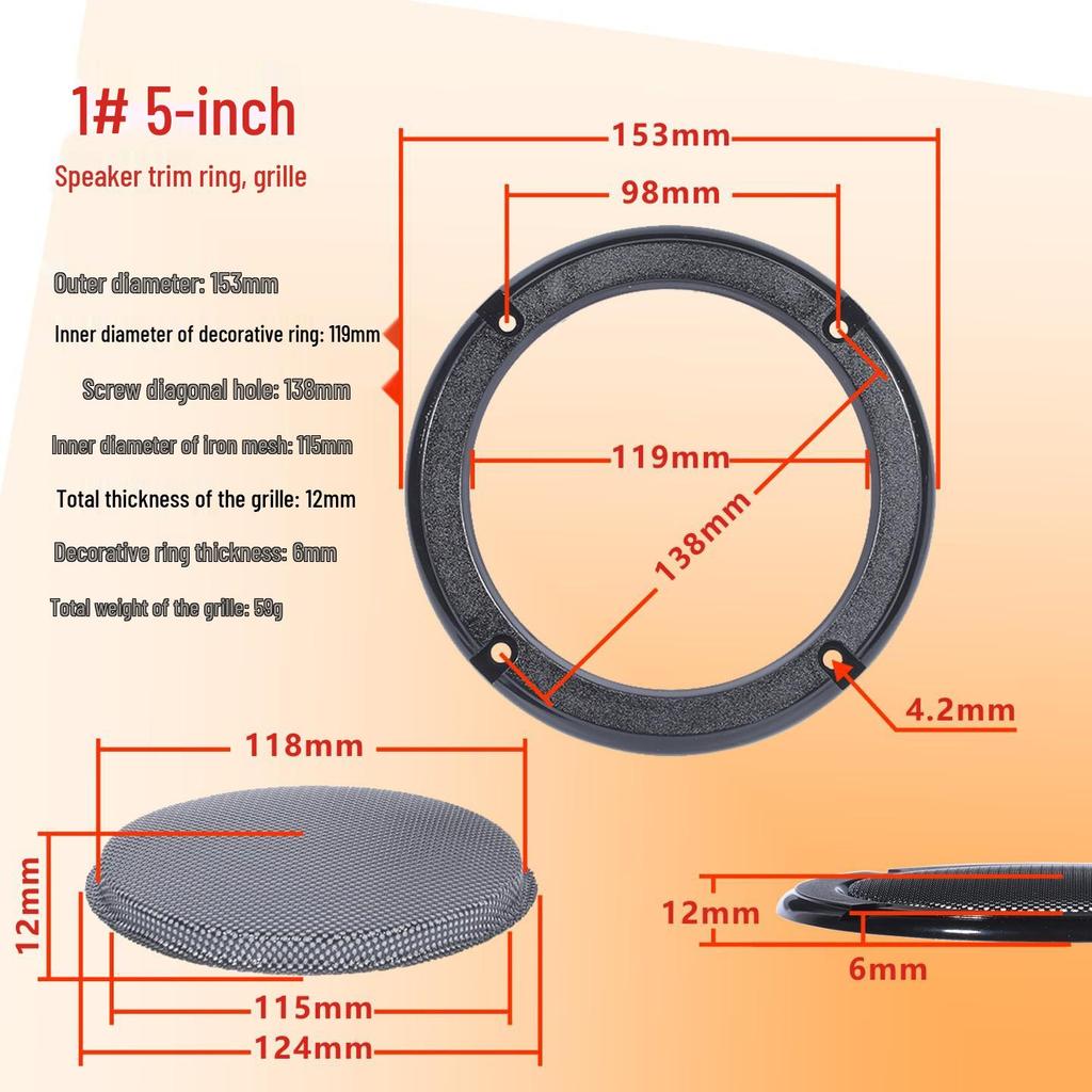 Speaker Decorative Grille - Protective Cover for 2" To 10" Car Subwoofer, Black