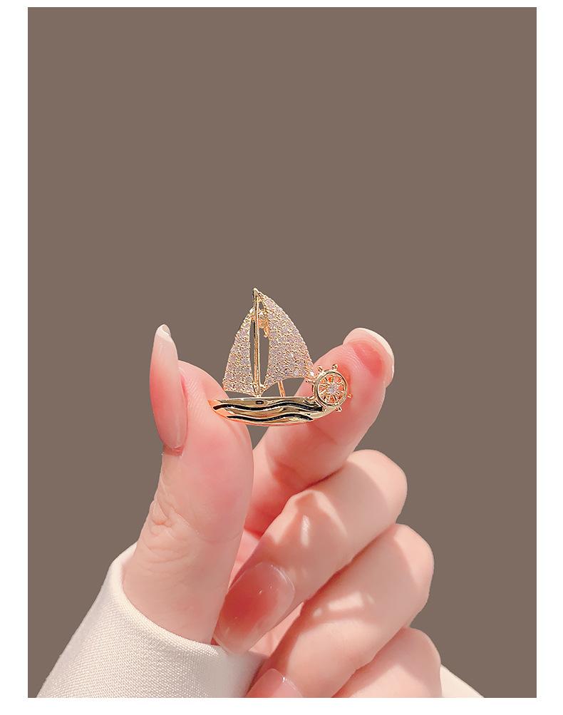 Small Sailboat Brooch, High-end Sense, Niche, High-end, Masculinity, Smooth Sailing, Pin