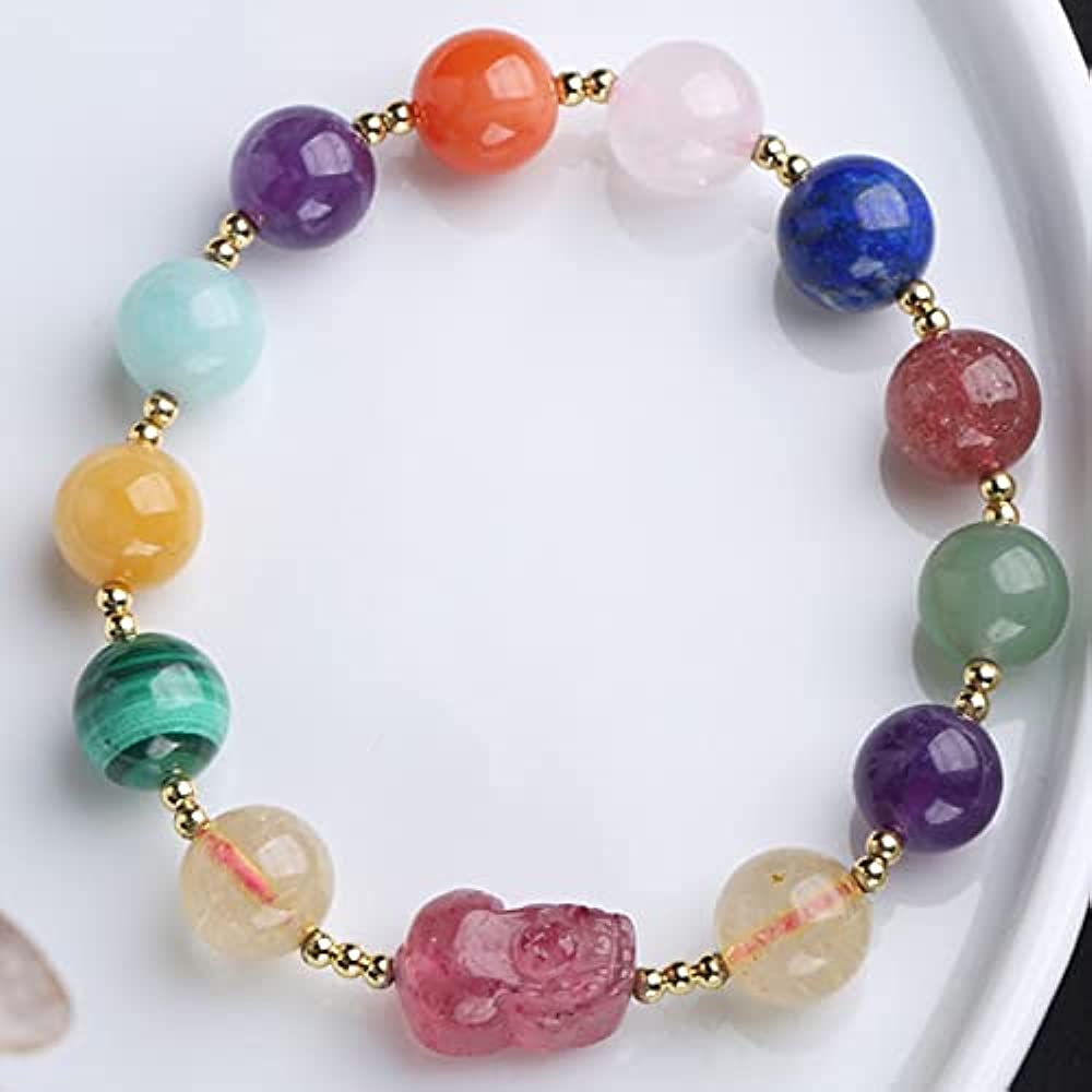 Bracelet 7.5 Pouces Feng Shui Chakra - Sodalite Bleue Naturelle Avec Pi Xiu Doré