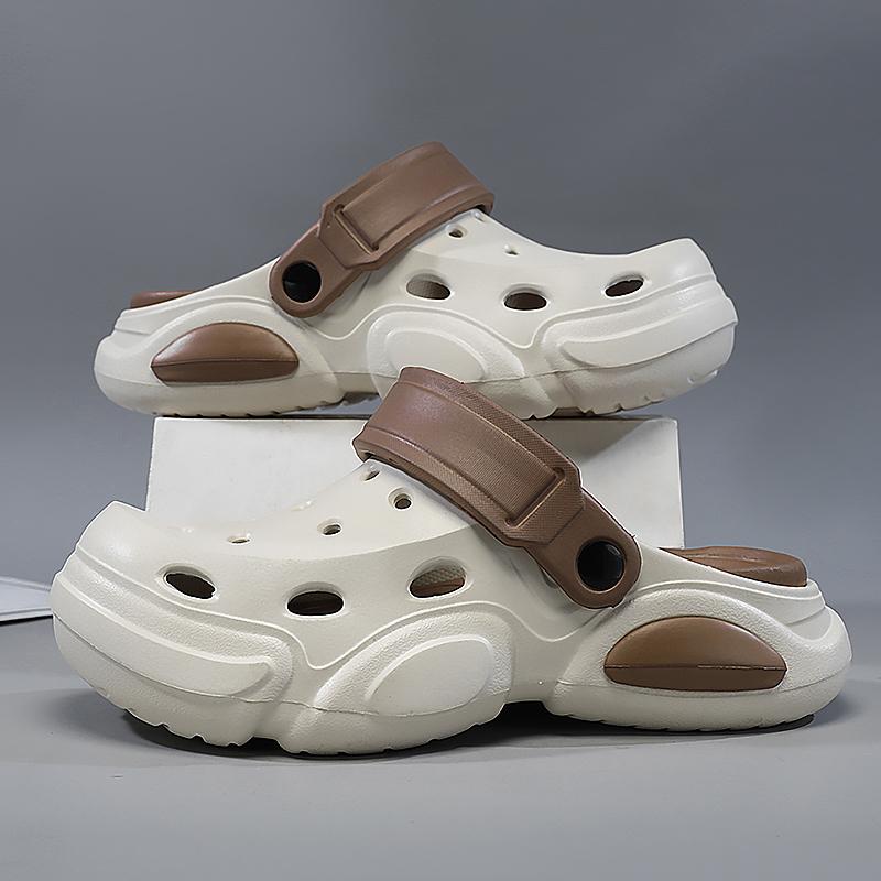 Fashion Summer Clogs Men Slip on Breathable Lightweight Thick Sole Water Beach Sandals Indoor Outdoor Fashion Cave Shoes
