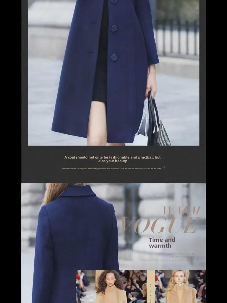 Casaco de lã fino, médio e longo, estilo Hepburn 2025, tamanhos grandes disponíveis