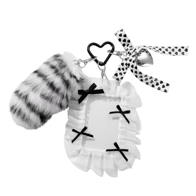 Mini Furry Tail Keychain Bag Charm Card Holder Multifunctional Accessory For Keys Bags And Card Soft Plush Material