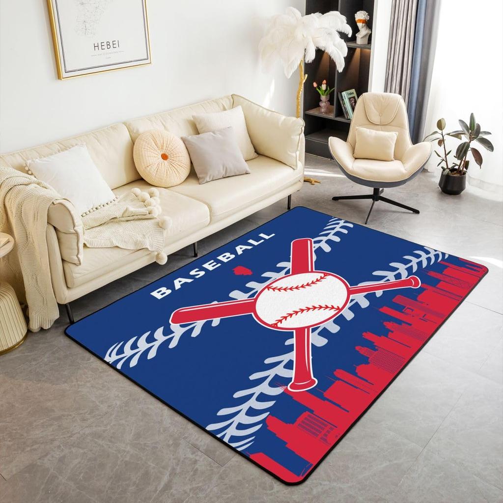 Ковер Erose Bridal Boys Baseball Area Rug 5x7 для подростков и молодежи, Ковер с изображением бейсбольной команды в подарок, Спортивные ковры для спальни, Городской ковер для помещений с тематикой бейсбола