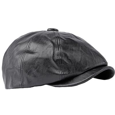 Newsboy Cap BUZZxSELECTION PU Leather Men's and Women's Black One Size CAP557
