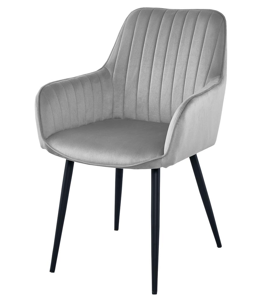SOLDEN chair - silver-gray velvet / black legs x 1