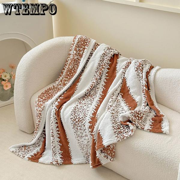 WTEMPO Striped Retro Large Size Simple Foldable Blankets Four Seasons Lightweight Soft Plush Quilts Thickened Student Soft Dormitory Blankets