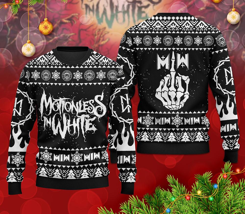 Hot Motionless in White Open Your Mind Ugly Sweater S5XL men Unisex T-Shirt S