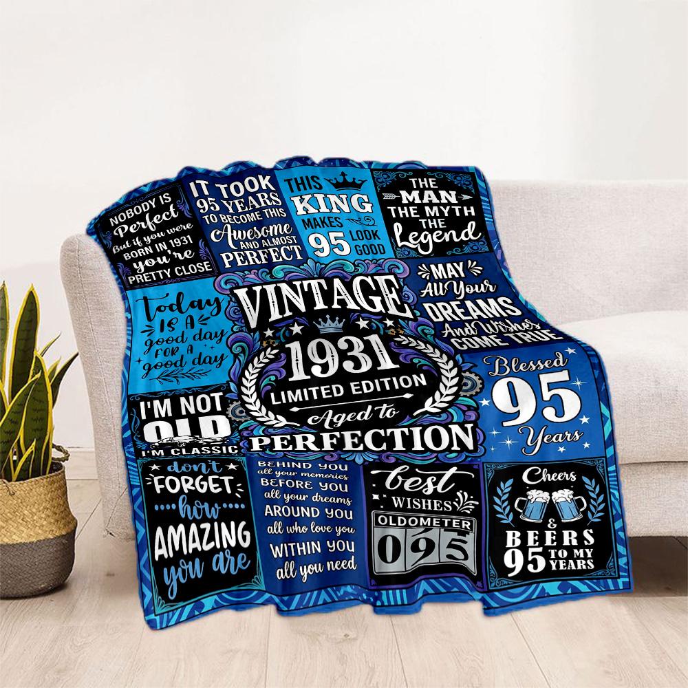 95th Birthday Celebration Blanket Soft Warm Cozy Perfect for Office Chair Picnics for All Occasions Playful Design