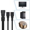 IEC 320 C14 to 2xC15 Extension Power Splitter IEC 320 C14 Male to 2xC15 Female Power Converters Cable for TV PC Computer