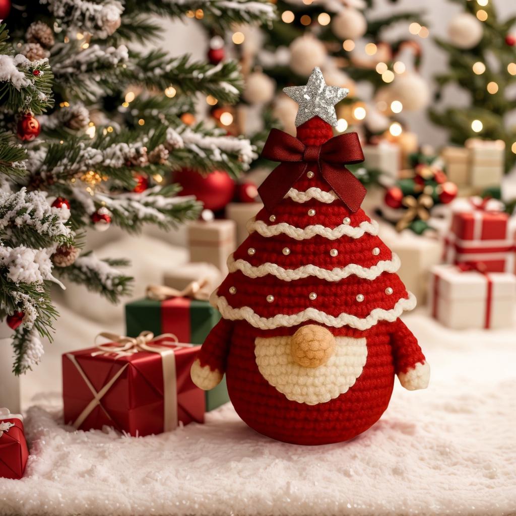 Christmas Crochet Kit DIY Crochet Knitting Material Kit DIY Craft Knitting Christmas Tree Gnome Kit Gnomes Holiday Craft Kits