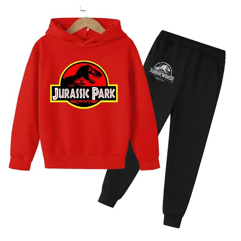 Jurassic Park Pattern Printed Children's Hoodie+Pants Casual Children's Set