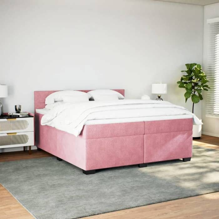 Maison Exclusive - Sommier à lattes de lit avec matelas Rose 200x200 cm Velours