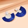 1 Pair Fashion Bohemian Style Fan-shaped Tassel Dangle Earrings For Women Girls Statement Drop Earrings Zircon Accessories