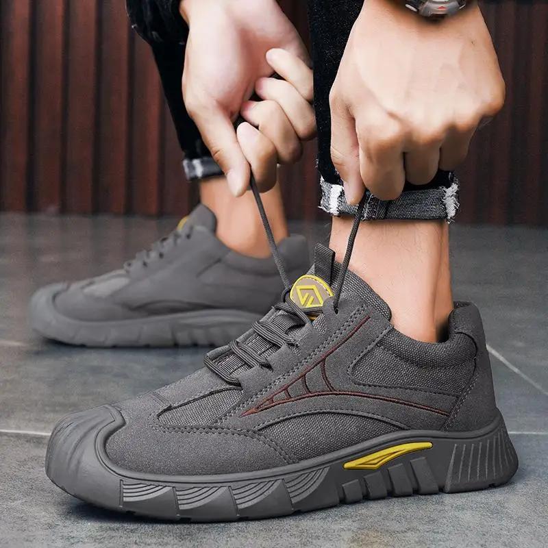 Men's Anti-slip Labor Shoes Autumn Outdoor Comfortable Wear-resistant Work Shoes Mens Fashionable Low-top Casual Flat Shoes 2024