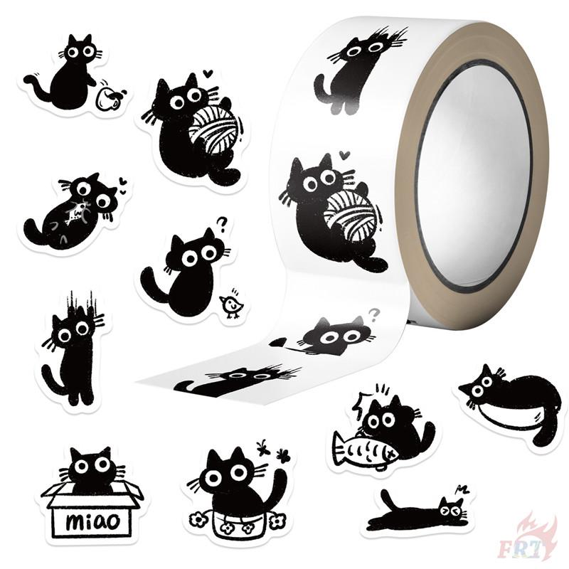 500Pcs/Roll Q Naughty Black Cats Kids Rewards Stickers - DIY Scrapbooks Album Decor Sealing Label Decals