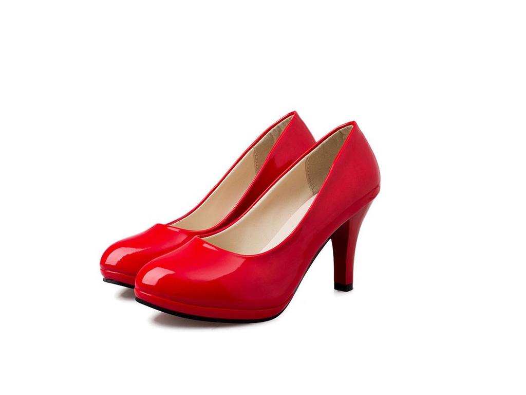 2024 Spring/Summer Women's Mid-Heel Round Toe Patent Leather Formal Shoes