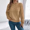 Dame ensfarget rund hals mesh lange ermer pull-over genser