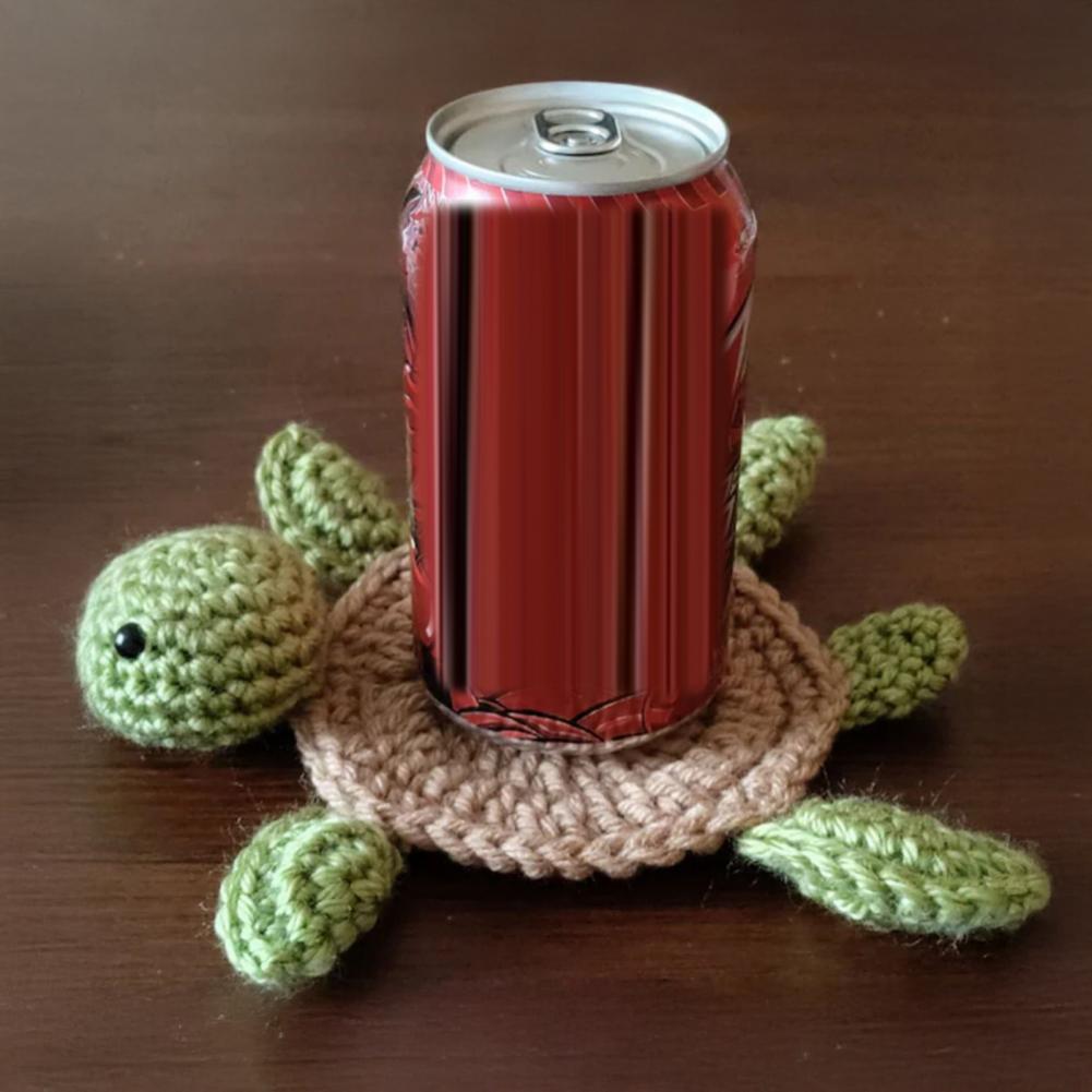 Water-absorbent Placemats Animal-shaped Coasters Adorable Knitted Turtle Coasters Cute Cartoon for Kitchen for Office for Home