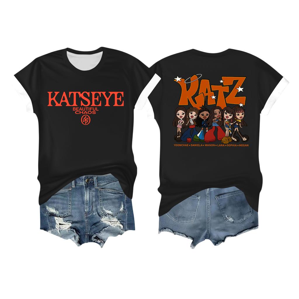 Women's Casual Printed T-shirt Round Neck Pullover Short Sleeve Top