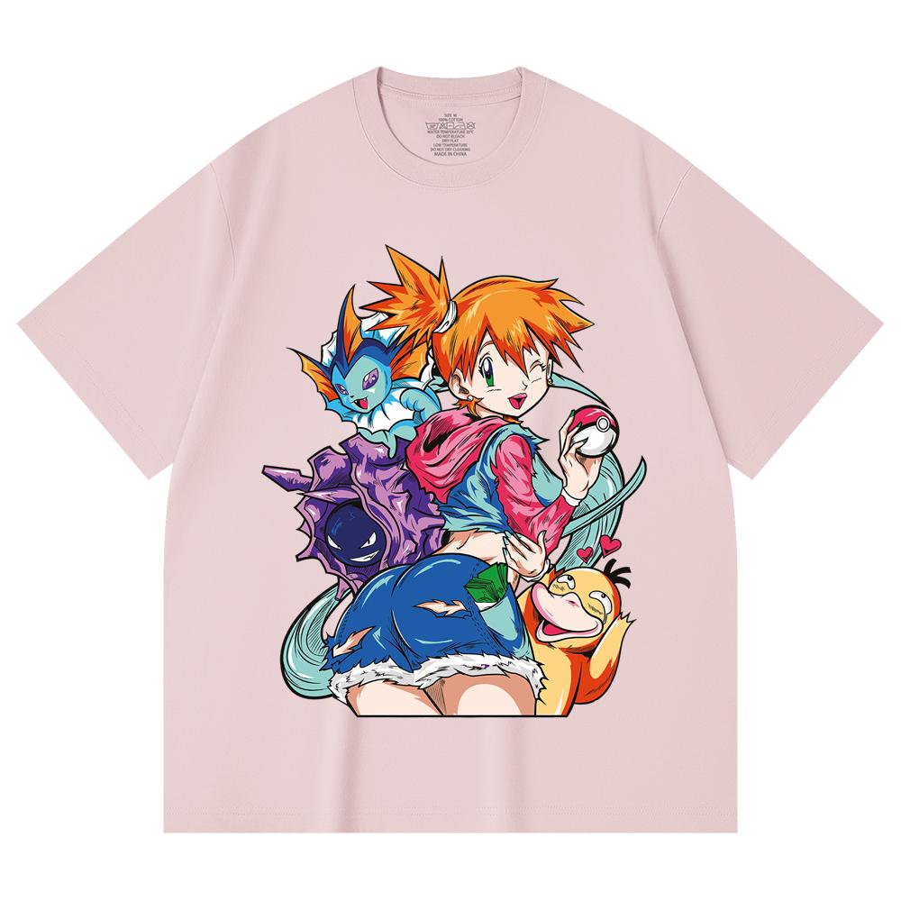 230 g/m² 100% Baumwolle Pokemon V17 Misty Print Unisex Schweres Baumwoll-T-Shirt
