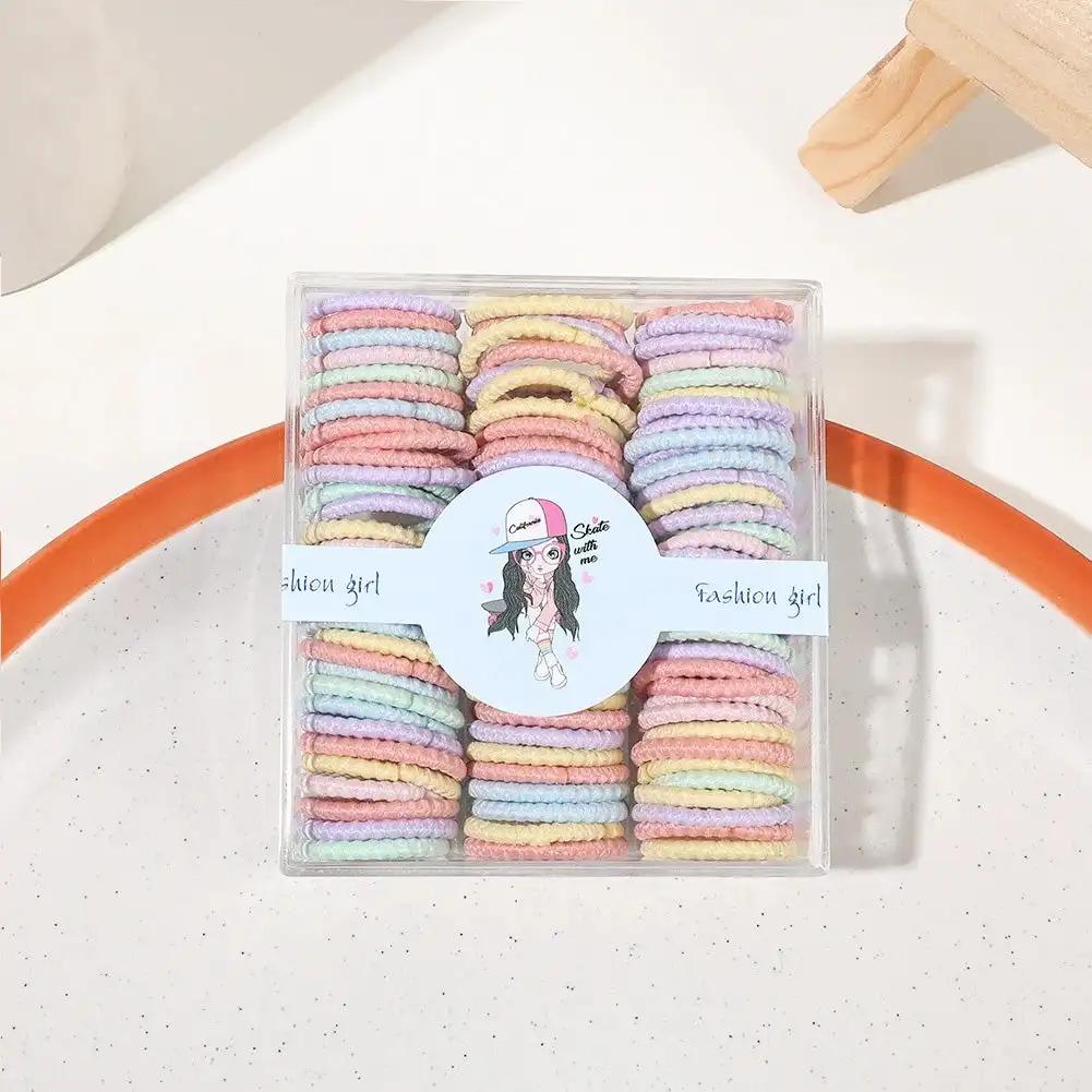 100pcs/set Colorful Hair Bands Girl Candy Color Elastic Rubber Band Hair Band Child Baby Headband Scrunchie Hair Accessories