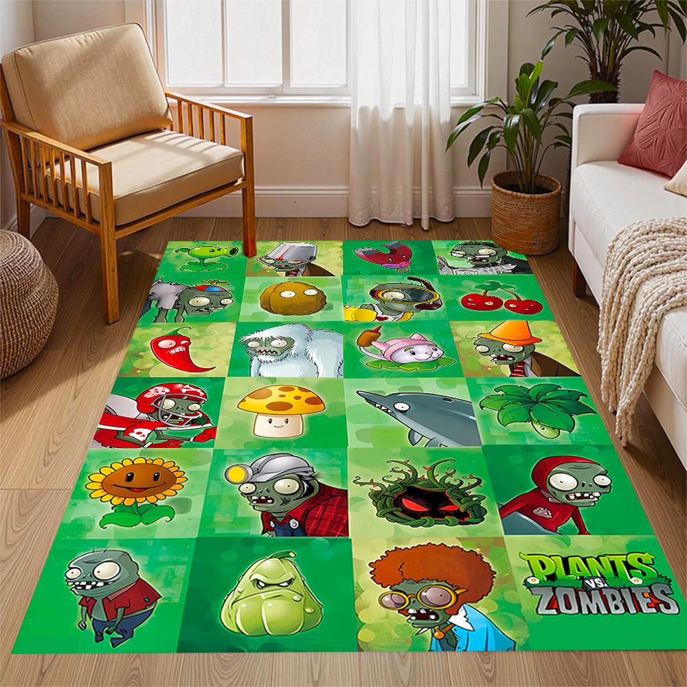 Zombie-Pflanzen Party-Thema Anti-Rutsch-Teppiche - Polyester Heimdekoration, Geeignet für Schlafzimmer, Wohnzimmer, Eingangsbereiche, Studios und Dekorationen