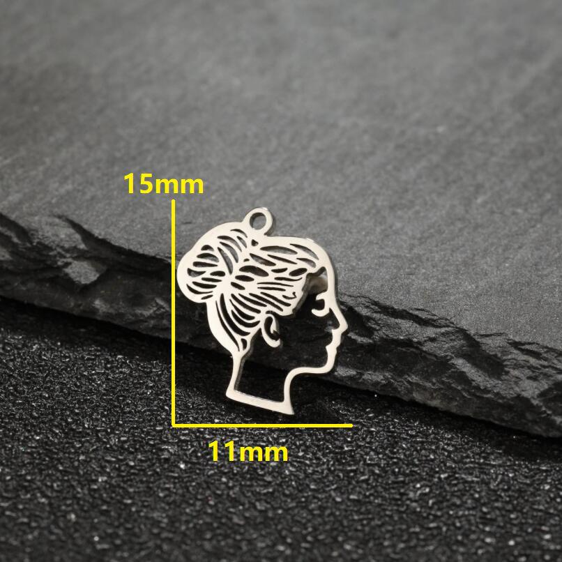 Abstract Human Face Pendant Necklace - Stainless Steel Cartoon Girl Design