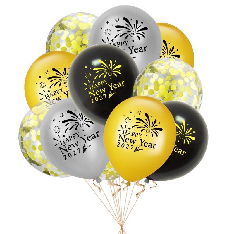 10Pcs Happy 2027 New Year'S Day Party Latex Balloons Happy New Year Party Home Decoration