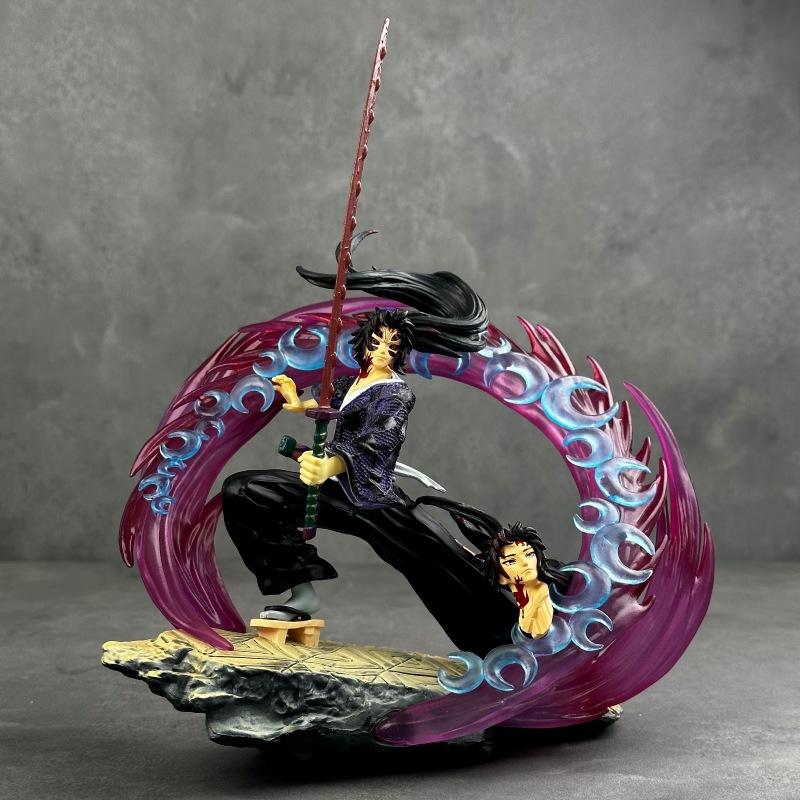 Kimetsu No Yaiba Fierce Battle with Black Death Mou Battle Tsukuni Enichi Luminous Version GK Statue Model Ornament Figure Wholesale