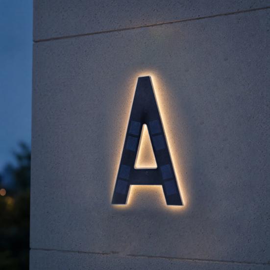 Solar Address Number Sign, LED Lighted House Number for Outdoor, Auto On/Off, Waterproof Garden Door Decoration