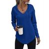 Dámsky sveter s kapucňou a dlhým rukávom s kapucňou a výstrihom do V Dámsky sveter so sťahovacou šnúrkou