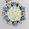 Handmade Rose Bouquet Crochet Coaster Heat Insulation Mug Placemat Cup Pad Flower Basket Shape Mat Home Table Decoration Tools