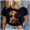 Polyester 100% Cute Dachshund Wiener Dog Heart Paws Graphic Women T-Shirt Pet Lover Cartoon Puppy Short Sleeve Casual Summer Tee
