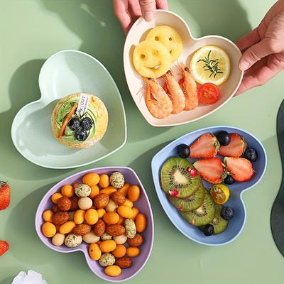 10pcs Heart-shaped Snack and Fruit Tray - Durable Plastic, Suitable for Desserts, Cakes, and Kimchi - Ideal Kitchen Accessory