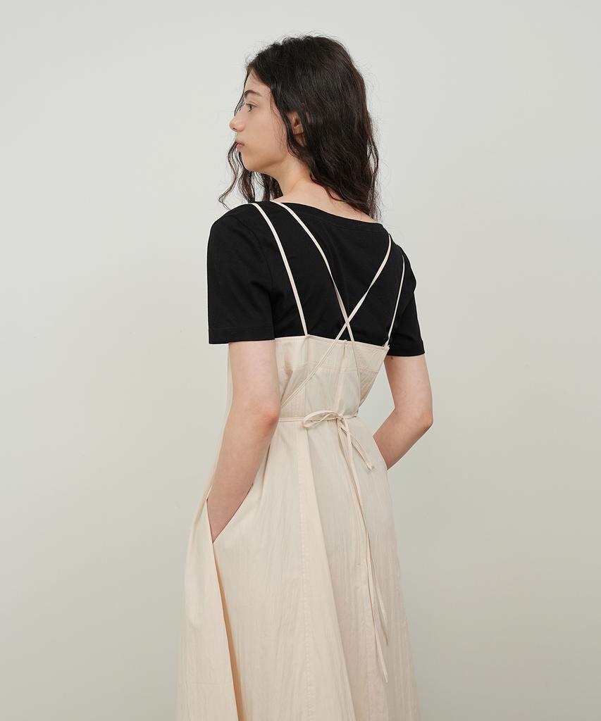 PAUL&ALICE Double String Flare Dress / Cream