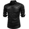Fashion British Men's Glossy Solid Color Breathable Business Casual Long-sleeved Shirt Men's Lapel Long-sleeved  Glossy Top