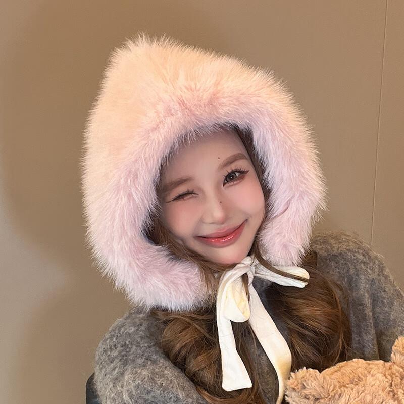 ВСТРЕЧАЙТЕ SUNNY Плюшевая зимняя вязаная шапка с ушками One Size