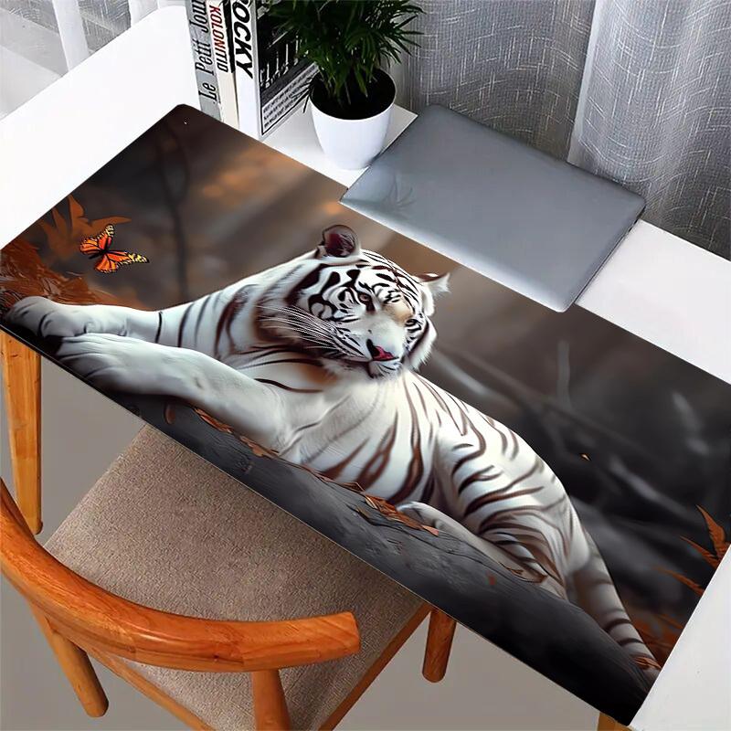 1pc White Tiger Butterfly Forest Computer Pad  Mouse Pads for Desk,Gamers and Office Use 020219