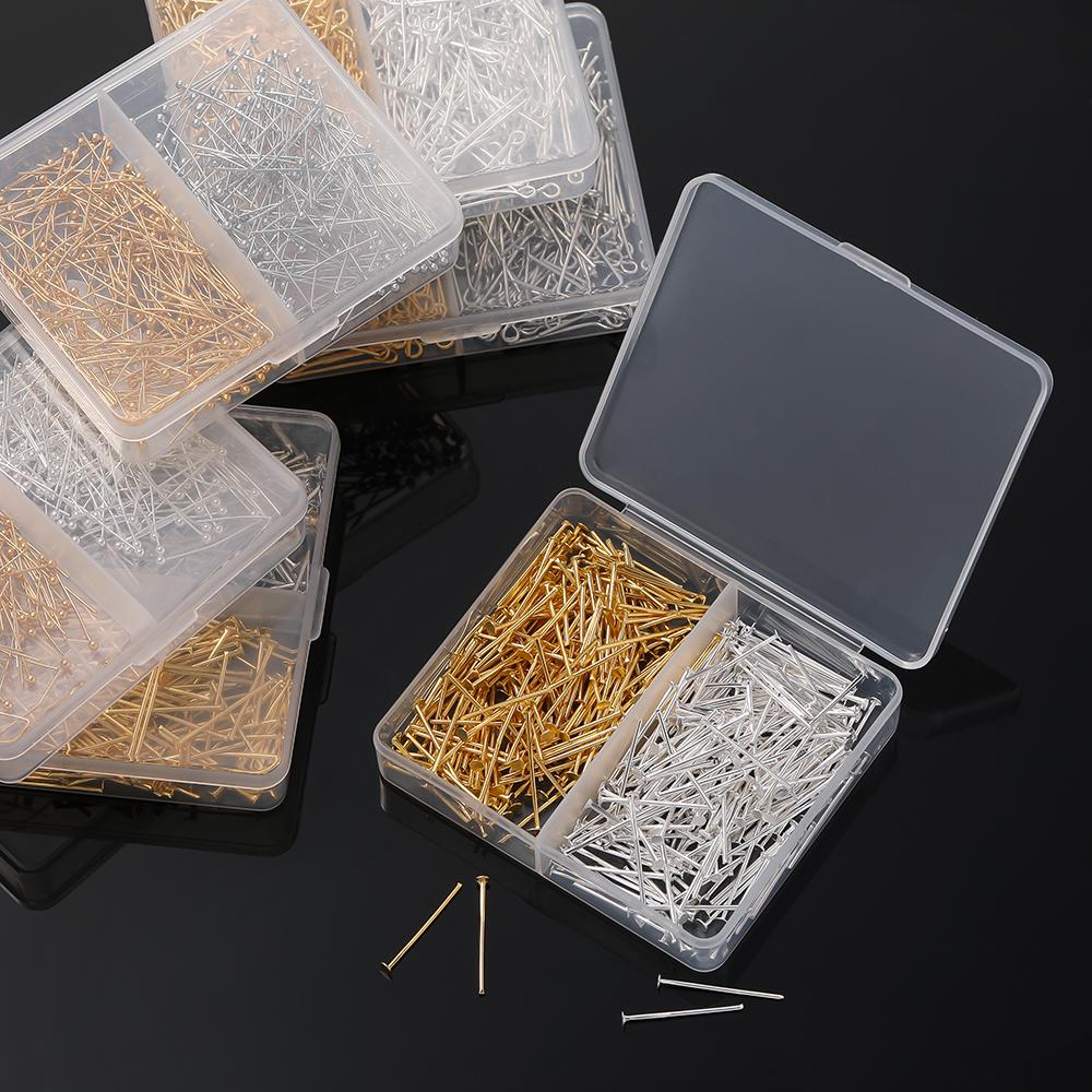 400pcs/Box 20mm Flat/Eyes/Ball Head Pins Needles Headpins Connector for Earrings Bracelet Pendant Jewelry Making Accessories