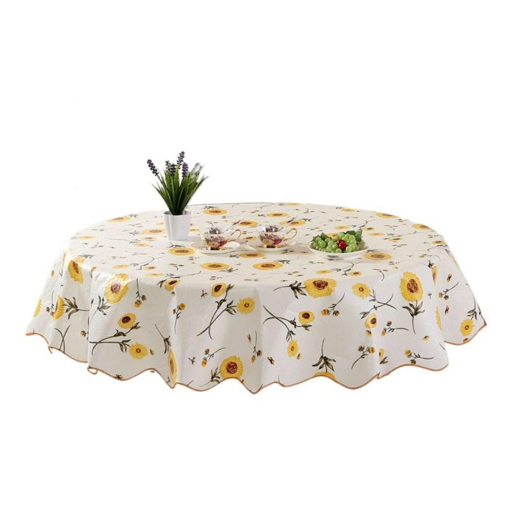 Flower Pattern Printed Tablecloth Oil-proof Table Cover Rose Round Table Cloth  Home Decoration