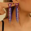 1 Paar Damen Quastenohrringe, Stern Ohrstecker Pave Hängeohrringe, Boho Wasserfall Perlenfransen Ohrringe, Amerikanische Flagge Ohrringe Schmuck Geschenk