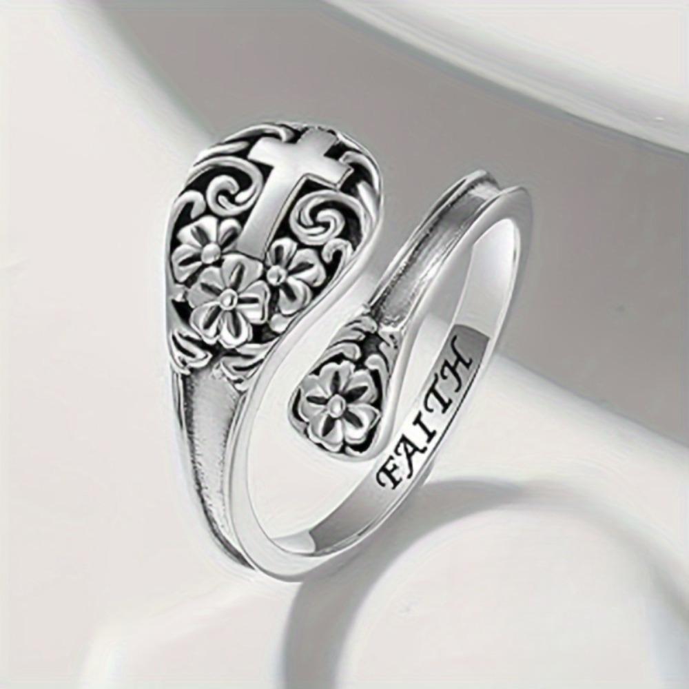 

Винтажное цветочное кольцо-крест внахлест, регулируемое открытое кольцо в богемном стиле веры, винтажное богемное украшение, женский подарок