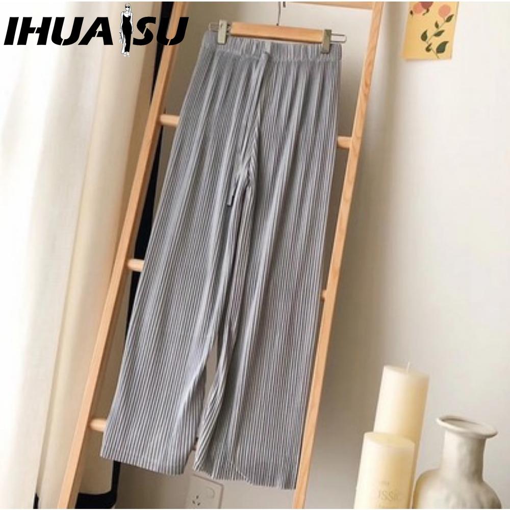 

IHUASU Женские модные повседневные однотонные брюки и капри с принтом one size серый